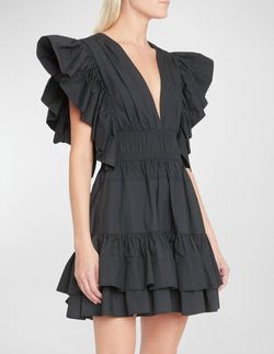 Style 1-2497836697-649 Ulla Johnson Black Size 2 Wednesday Free Shipping Plunge Cocktail Dress on Queenly