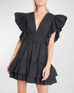 Style 1-2497836697-649 Ulla Johnson Black Size 2 Wednesday Free Shipping Plunge Cocktail Dress on Queenly