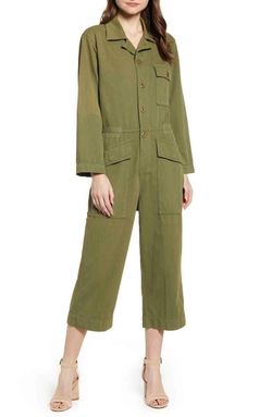 Style 1-2680671404-95 CURRENT/ELLIOTT Green Size 2 1-2680671404-95 Tall Height High Neck Pockets Jumpsuit Dress on Queenly
