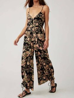 Style 1-2689993785-2696 Free People Black Size 12 Print Free Shipping Tall Height Jumpsuit Dress on Queenly