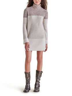 Style 1-3099222245-2901 STEVE MADDEN Nude Size 8 Straight Long Sleeve Cocktail Dress on Queenly