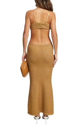 Style 1-3107398126-3011 cult gaia Gold Size 8 Polyester Tall Height Free Shipping Straight Dress on Queenly