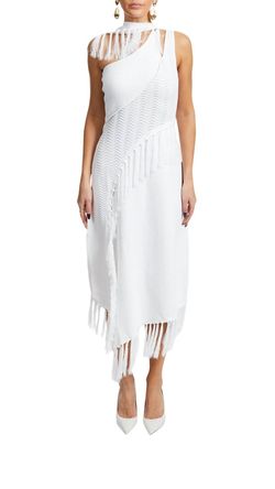 Style 1-3267590826-3471 cult gaia White Size 4 One Shoulder Straight Dress on Queenly