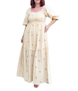 Style 1-3364649263-2791 J.NNA White Size 12 Embroidery Straight Dress on Queenly