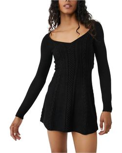 Style 1-3515078026-2696 Free People Black Size 12 Plus Size Summer Long Sleeve Tall Height Cocktail Dress on Queenly