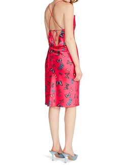 Style 1-3553975089-2901 STEVE MADDEN Pink Size 8 Print Satin Mini Cocktail Dress on Queenly