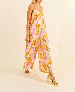 Style 1-3588440779-2791 MOLLY BRACKEN Orange Size 12 Tall Height Floor Length Floral Jumpsuit Dress on Queenly