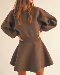 Style 1-3644966323-3471 MIOU MUSE Brown Size 4 Long Sleeve Cocktail Dress on Queenly