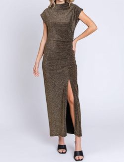 Style 1-3780402799-3471 DRESS FORUM Gold Size 4 Shiny Side Slit Cocktail Dress on Queenly