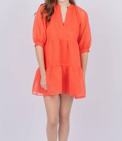 Style 1-385356995-3236 Amanda Uprichard Orange Size 4 Free Shipping Tall Height Sleeves Cocktail Dress on Queenly