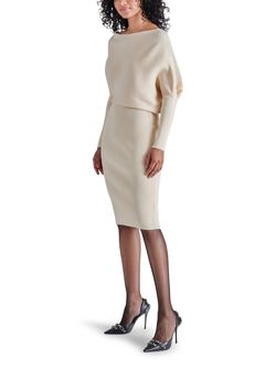 Style 1-3857184089-2696 STEVE MADDEN Nude Size 12 Sleeves Boat Neck Mini Cocktail Dress on Queenly