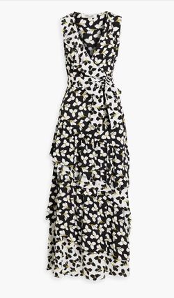 Style 1-3861570052-2168 Diane von Furstenberg Black Size 8 Floral Straight Dress on Queenly
