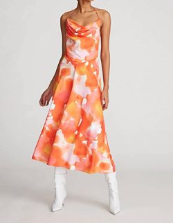 Style 1-386168315-2168 HALSTON HERITAGE Orange Size 8 Jersey Tall Height A-line Polyester Cocktail Dress on Queenly
