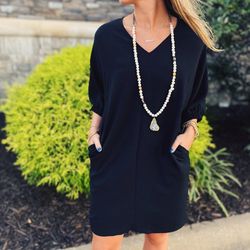 Style 1-3925520223-3236 Ivy Jane Black Size 4 V Neck Sleeves Free Shipping Cocktail Dress on Queenly