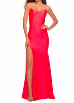Style 1-3966854705-649 La Femme Pink Size 2 Coral Black Tie Floor Length Side slit Dress on Queenly