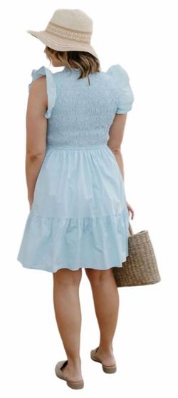 Style 1-3991554949-2791 SHE + SKY Blue Size 12 Summer Free Shipping Mini Plus Size Cocktail Dress on Queenly