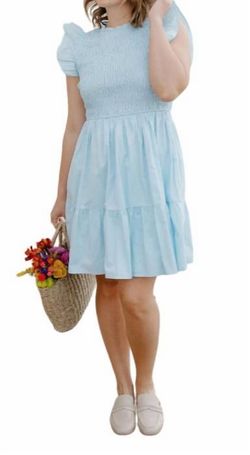 Style 1-3991554949-2791 SHE + SKY Blue Size 12 Ruffles Casual Summer Cocktail Dress on Queenly