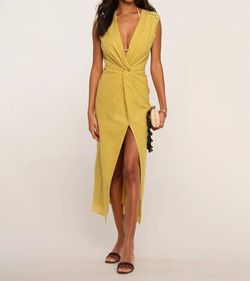 Style 1-4024511997-2791 heartloom Yellow Size 12 Side slit Dress on Queenly