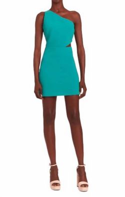Style 1-4031494799-2901 Amanda Uprichard Green Size 8 Side Slit One Shoulder Tall Height Polyester Cocktail Dress on Queenly