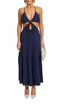 Style 1-4109030789-3011 cult gaia Blue Size 8 Keyhole Floor Length Straight Dress on Queenly