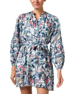 Style 1-4182997863-2791 CHUFY Blue Size 12 Sleeves Plus Size Print Cocktail Dress on Queenly
