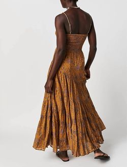 Style 1-4191929797-2696 Free People Yellow Size 12 Print Floor Length Olive Military Straight Dress on Queenly