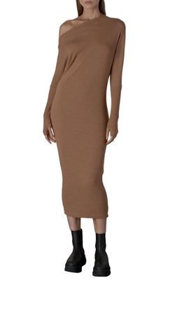 Style 1-4235537973-2791 Enza Costa Brown Size 12 Jersey Tall Height Cocktail Dress on Queenly