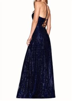 Style 1-4235753500-397 FAVIANA Blue Size 14 Sequined Side slit Dress on Queenly