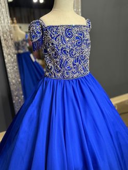 Style 0002 Samantha Blake Blue Size 8 0002 Jersey Floor Length Ball gown on Queenly