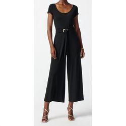 Style 1-4270305901-1901 Joseph Ribkoff Black Size 6 Tall Height Silk Polyester Pockets Jumpsuit Dress on Queenly