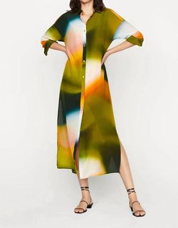 Style 1-4287028375-3011 Marie Oliver Green Size 8 Silk Tall Height Side Slit Straight Dress on Queenly