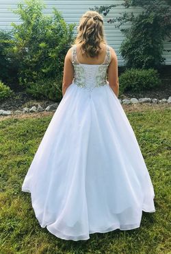 Tiffany Designs White Size 12 Plus Size Pageant Ball gown on Queenly