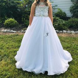 Tiffany Designs White Size 12 Plus Size Pageant Ball gown on Queenly