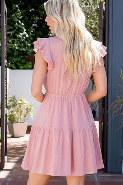 Style 1-47032788-2791 Sweet Lovely by Jen Pink Size 12 V Neck Mini Cocktail Dress on Queenly