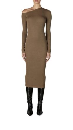 Style 1-578302352-3471 Enza Costa Brown Size 4 Long Sleeve Cocktail Dress on Queenly