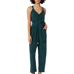 Style 1-611274713-3236 Joie Green Size 4 V Neck Free Shipping Silk Pockets Jumpsuit Dress on Queenly