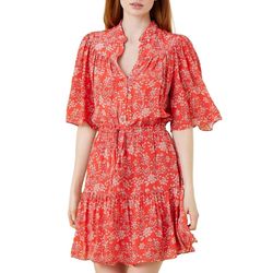 Style 1-61620931-3236 GILNER FARRAR Orange Size 4 Tall Height Mini Sleeves Floral Cocktail Dress on Queenly