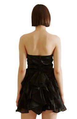Style 1-623026889-2696 STORIA Black Size 12 A-line Fitted Strapless Casual Cocktail Dress on Queenly