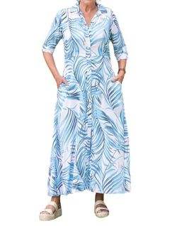 Style 1-709868457-2791 Walker & Wade Blue Size 12 Floral Pockets Tall Height Straight Dress on Queenly