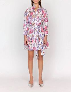 Style 1-744752629-2901 CHRISTY LYNN Purple Size 8 Print Belt Sleeves Cocktail Dress on Queenly