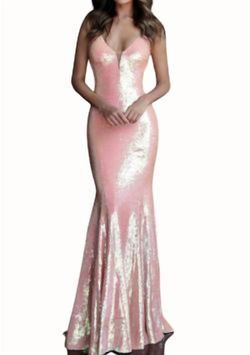 Style 1-757177005-649 JOVANI Pink Size 2 Free Shipping Sequined Floor Length Mermaid Dress on Queenly