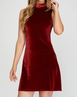 Style 1-762100840-2901 SHE + SKY Red Size 8 Velvet Polyester Cocktail Dress on Queenly