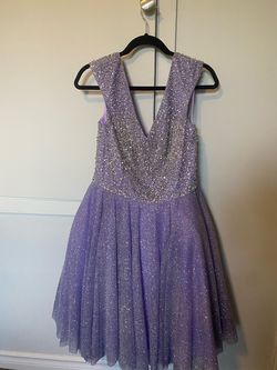 Style K04446 Jovani Purple Size 14 Plus Size Jersey Prom Cocktail Dress on Queenly