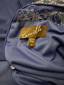 Camille La Vie Blue Size 0 Prom Jersey Side slit Dress on Queenly