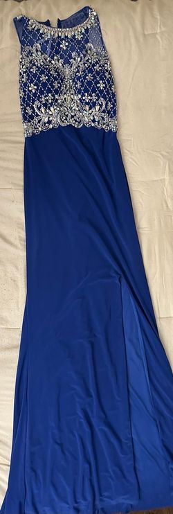 Camille La Vie Blue Size 0 Prom Floor Length Side slit Dress on Queenly