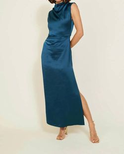 Style 1-891548067-3901 line and dot Blue Size 0 Polyester Tall Height Side slit Dress on Queenly