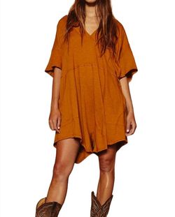 Style 1-894883729-2791 BUCKETLIST Brown Size 12 Mini Jersey V Neck Tall Height Jumpsuit Dress on Queenly