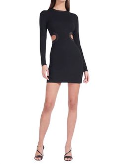 Style 1-97369637-2899 STAUD Black Size 8 Long Sleeve Mini Straight Dress on Queenly