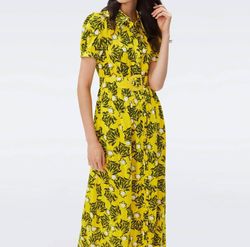 Style 1-982563497-2901 Diane von Furstenberg Yellow Size 8 Free Shipping Mini Cocktail Dress on Queenly