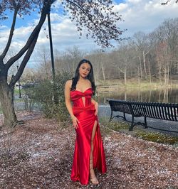 Style 56161 Sherri Hill Red Size 6 Prom Wedding Guest Military Mermaid Dress on Queenly